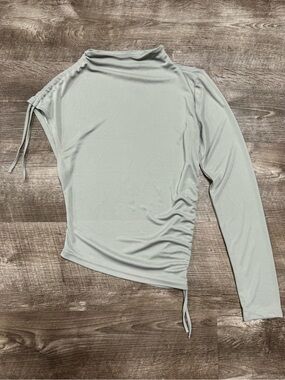 Zara Light Green One Shoulder Long Sleeve Top Size Small